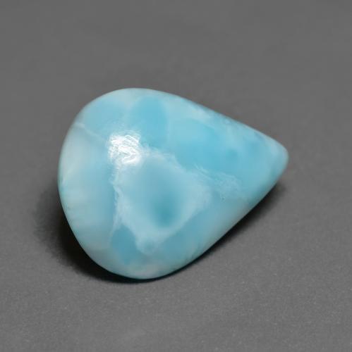 5.88캐럿 천연 밝은 청록색 라리마, 배 모양, 16.1×12.2 mm, 불투명체