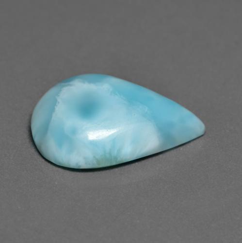 5.88캐럿 천연 밝은 청록색 라리마, 배 모양, 16.1×12.2 mm, 불투명체
