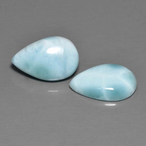 4.09캐럿 천연 밝은 녹색을 띤 파란색 라리마 보석, 배 모양, 12×7.9 mm, 불투명체
