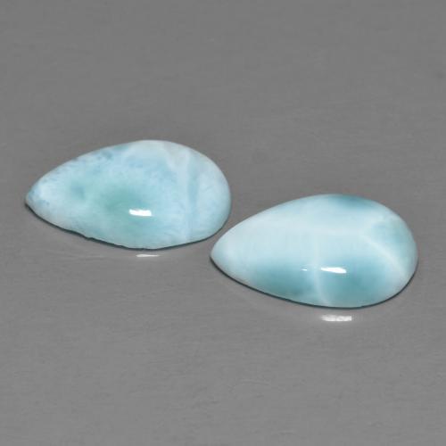 4.09캐럿 천연 밝은 녹색을 띤 파란색 라리마 보석, 배 모양, 12×7.9 mm, 불투명체