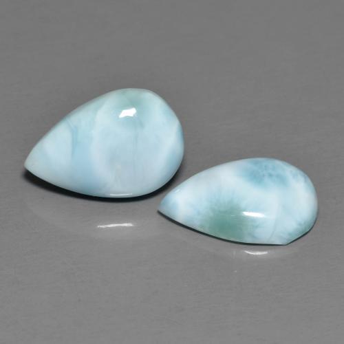 4.37캐럿 천연 밝은 녹색을 띤 파란색 라리마 보석, 배 모양, 12.1×8.1 mm, 불투명체