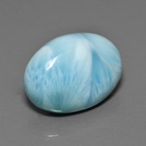 7.14캐럿 천연 아쿠아 블루 라리마, 타원형 컷, 16.2×11.8 mm, 불투명체