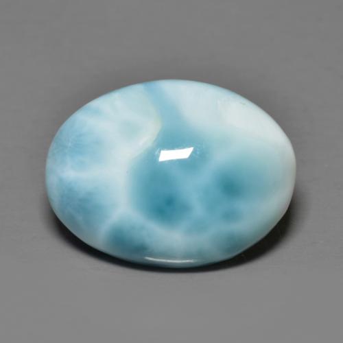 7.30캐럿 천연 밝은 녹색을 띤 파란색 라리마, 타원형 컷, 16×12 mm, 불투명체
