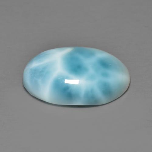 7.30캐럿 천연 밝은 녹색을 띤 파란색 라리마, 타원형 컷, 16×12 mm, 불투명체