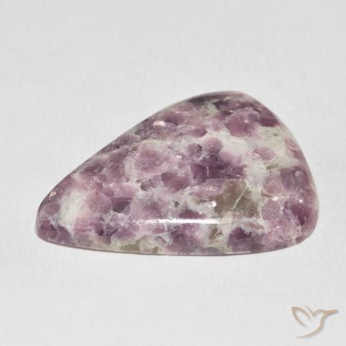 33.84캐럿 천연 멀티컬러 레피돌라이트, 배 모양, 31.9×25.9 mm, 불투명체