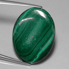 25.86캐럿 천연 여러 가지 빛깔의 녹색 말라카이트, 타원형 컷, 28.4×21.5 mm, 불투명체