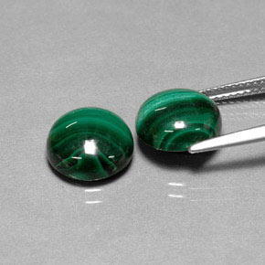 캐럿 천연 여러 가지 빛깔의 녹색 말라카이트 보석, 라운드 컷, 10.00 mm, 불투명체