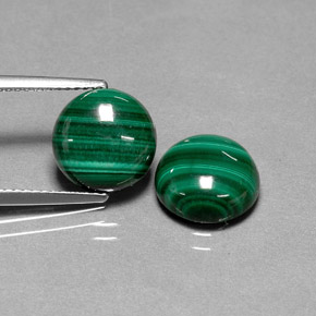 캐럿 천연 여러 가지 빛깔의 녹색 말라카이트 보석, 라운드 컷, 9.98 mm, 불투명체