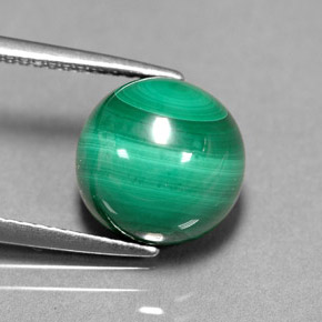 7.38캐럿 천연 여러 가지 빛깔의 녹색 말라카이트, 라운드 컷, 10.21 mm, 불투명체