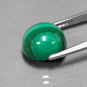 7.38캐럿 천연 여러 가지 빛깔의 녹색 말라카이트, 라운드 컷, 10.21 mm, 불투명체