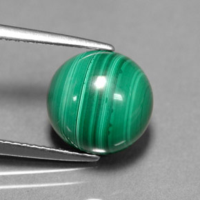 6.23캐럿 천연 여러 가지 빛깔의 녹색 말라카이트, 라운드 컷, 10.10 mm, 불투명체