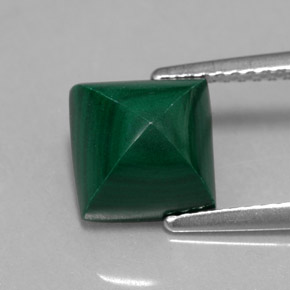 3.95캐럿 천연 여러 가지 빛깔의 녹색 말라카이트, 스퀘어, 7.9×7.9 mm, 불투명체