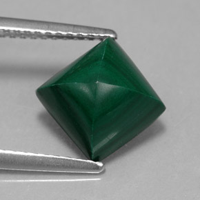 3.95캐럿 천연 여러 가지 빛깔의 녹색 말라카이트, 스퀘어, 7.9×7.9 mm, 불투명체