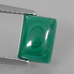 2.05캐럿 천연 여러 가지 빛깔의 녹색 말라카이트, 바게트, 8.2×6.1 mm, 불투명체