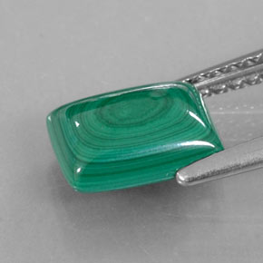 2.05캐럿 천연 여러 가지 빛깔의 녹색 말라카이트, 바게트, 8.2×6.1 mm, 불투명체