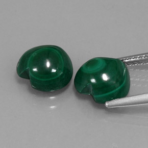 캐럿 천연 여러 가지 빛깔의 녹색 말라카이트 보석, 하트 모양, 8.9×8.5 mm, 불투명체
