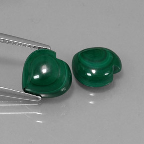 캐럿 천연 여러 가지 빛깔의 녹색 말라카이트 보석, 하트 모양, 9.1×8.7 mm, 불투명체