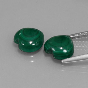캐럿 천연 여러 가지 빛깔의 녹색 말라카이트 보석, 하트 모양, 9.1×8.7 mm, 불투명체