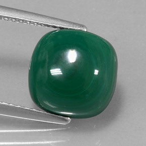 6.72캐럿 천연 여러 가지 빛깔의 녹색 말라카이트, 쿠션 컷, 10.1×10.1 mm, 불투명체