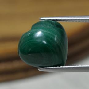 9.07캐럿 천연 여러 가지 빛깔의 녹색 말라카이트, 하트 모양, 13.1×12.7 mm, 불투명체