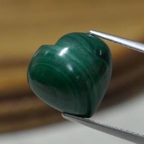 9.07캐럿 천연 여러 가지 빛깔의 녹색 말라카이트, 하트 모양, 13.1×12.7 mm, 불투명체