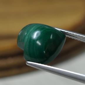 9.07캐럿 천연 여러 가지 빛깔의 녹색 말라카이트, 하트 모양, 13.1×12.7 mm, 불투명체