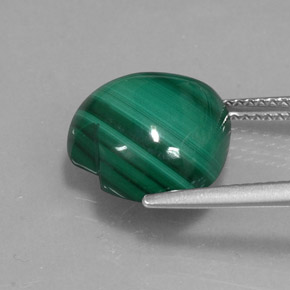 10.71캐럿 천연 여러 가지 빛깔의 녹색 말라카이트, 하트 모양, 13×12.8 mm, 불투명체