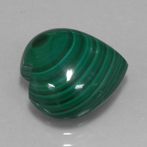 9.08캐럿 천연 여러 가지 빛깔의 녹색 말라카이트, 하트 모양, 13.1×12.9 mm, 불투명체