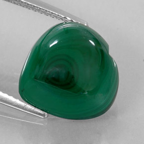 12.75캐럿 천연 여러 가지 빛깔의 녹색 말라카이트, 하트 모양, 13.1×13 mm, 불투명체