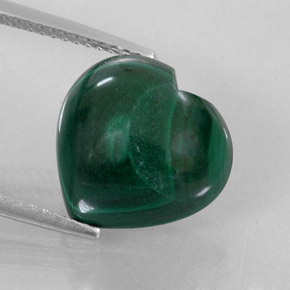 10.57캐럿 천연 여러 가지 빛깔의 녹색 말라카이트, 하트 모양, 13×12.8 mm, 불투명체