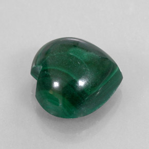 10.57캐럿 천연 여러 가지 빛깔의 녹색 말라카이트, 하트 모양, 13×12.8 mm, 불투명체