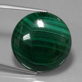 39.62캐럿 천연 여러 가지 빛깔의 녹색 말라카이트, 라운드 컷, 25.06 mm, 불투명체