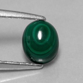 1.51캐럿 천연 여러 가지 빛깔의 녹색 말라카이트, 타원형 컷, 6.4×5.3 mm, 불투명체