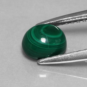 1.51캐럿 천연 여러 가지 빛깔의 녹색 말라카이트, 타원형 컷, 6.4×5.3 mm, 불투명체