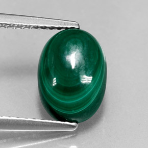 3.12캐럿 천연 여러 가지 빛깔의 녹색 말라카이트, 타원형 컷, 10×7.3 mm, 불투명체