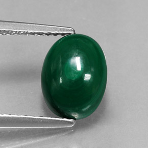 3.21캐럿 천연 여러 가지 빛깔의 녹색 말라카이트, 타원형 컷, 9.3×7.3 mm, 불투명체