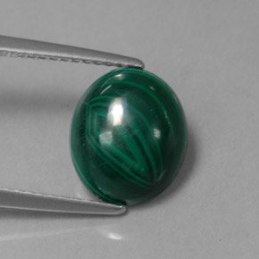 3.87캐럿 천연 여러 가지 빛깔의 녹색 말라카이트, 타원형 컷, 10.6×8.9 mm, 불투명체