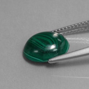 3.87캐럿 천연 여러 가지 빛깔의 녹색 말라카이트, 타원형 컷, 10.6×8.9 mm, 불투명체
