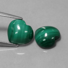 캐럿 천연 여러 가지 빛깔의 녹색 말라카이트 보석, 하트 모양, 9×8.4 mm, 불투명체