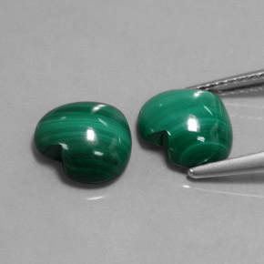 캐럿 천연 여러 가지 빛깔의 녹색 말라카이트 보석, 하트 모양, 9×8.4 mm, 불투명체