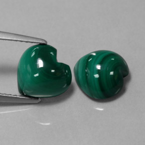 캐럿 천연 여러 가지 빛깔의 녹색 말라카이트 보석, 하트 모양, 9.1×9 mm, 불투명체