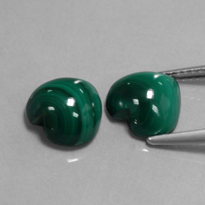 캐럿 천연 여러 가지 빛깔의 녹색 말라카이트 보석, 하트 모양, 9.1×9 mm, 불투명체