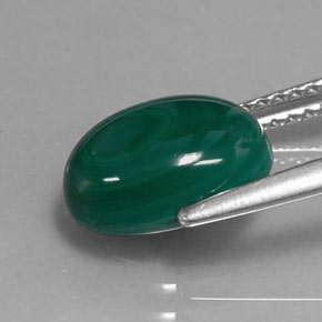 3.77캐럿 천연 여러 가지 빛깔의 녹색 말라카이트, 타원형 컷, 10.3×7.1 mm, 불투명체