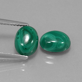 캐럿 천연 여러 가지 빛깔의 녹색 말라카이트 보석, 타원형 컷, 8.1×6.1 mm, 불투명체
