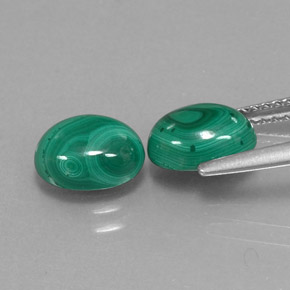 캐럿 천연 여러 가지 빛깔의 녹색 말라카이트 보석, 타원형 컷, 8.1×6.1 mm, 불투명체