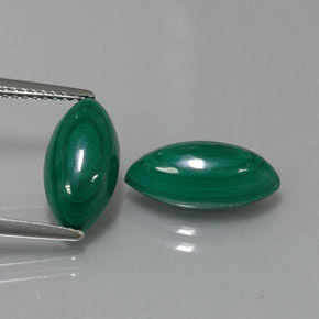 캐럿 천연 여러 가지 빛깔의 녹색 말라카이트 보석, 마퀴즈, 13.4×6.3 mm, 불투명체