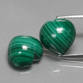 캐럿 천연 여러 가지 빛깔의 녹색 말라카이트 보석, 하트 모양, 10.1×9.8 mm, 불투명체