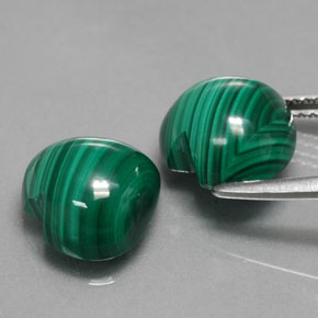 캐럿 천연 여러 가지 빛깔의 녹색 말라카이트 보석, 하트 모양, 10.1×9.8 mm, 불투명체