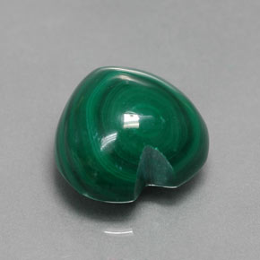 7.53캐럿 천연 여러 가지 빛깔의 녹색 말라카이트, 하트 모양, 11.2×11.1 mm, 불투명체