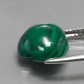 7.53캐럿 천연 여러 가지 빛깔의 녹색 말라카이트, 하트 모양, 11.2×11.1 mm, 불투명체